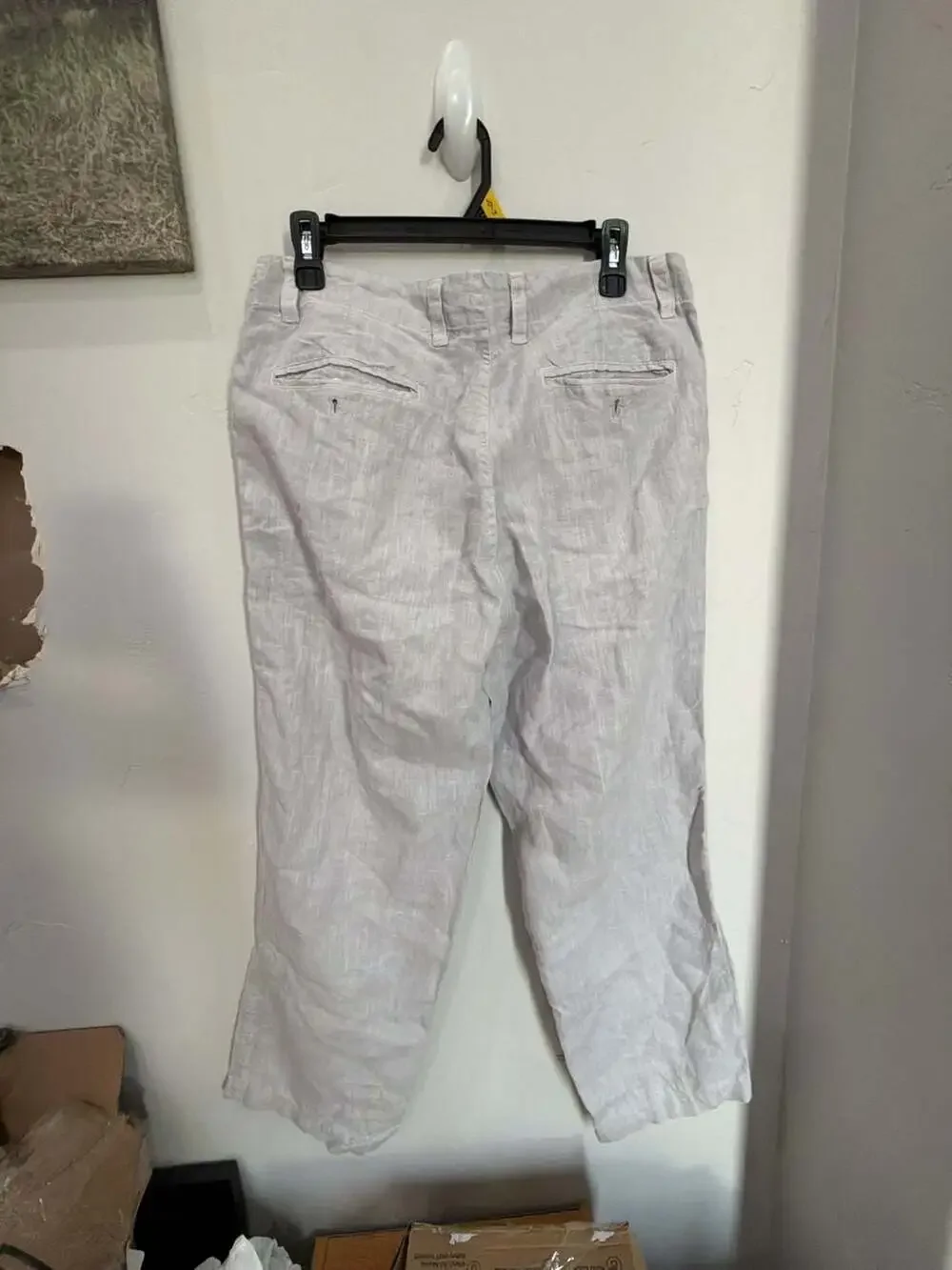 Europann 100% Linen Casual Trousers Light Gray